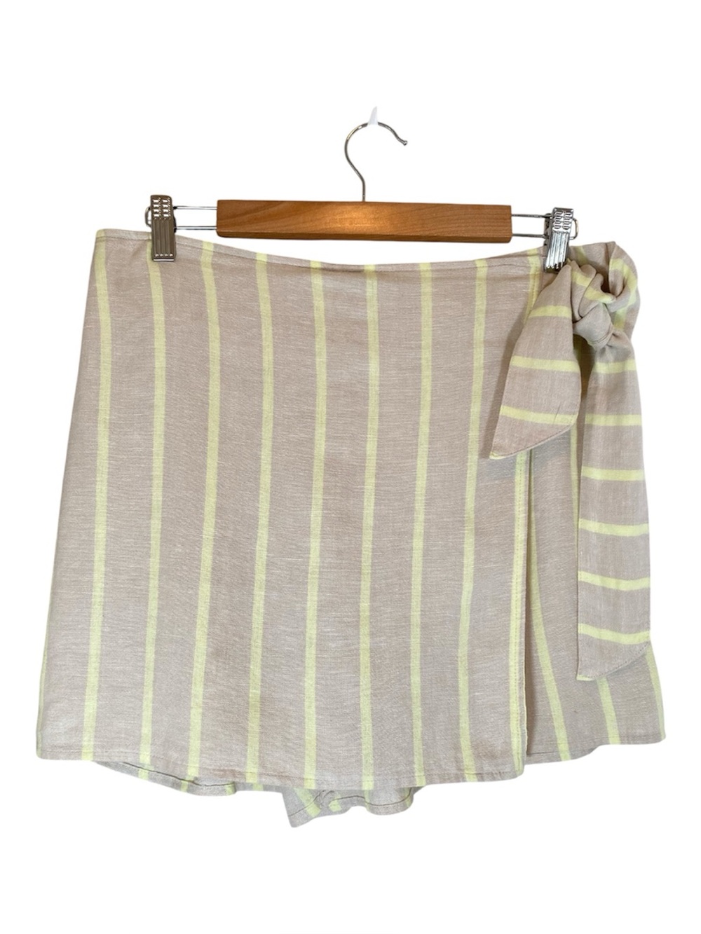 LOFT OUTLET Side Tie Striped Skort Linen Blend M